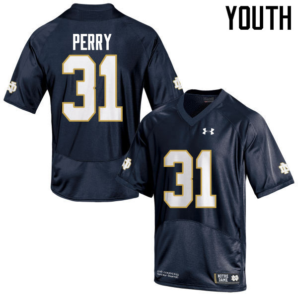 Youth #31 Spencer Perry Notre Dame Fighting Irish College Football Jerseys-Navy Blue